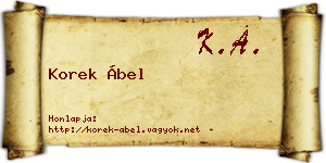 Korek Ábel névjegykártya